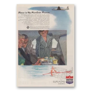 1947 United Airlines Print Ad | Mainliner Manner