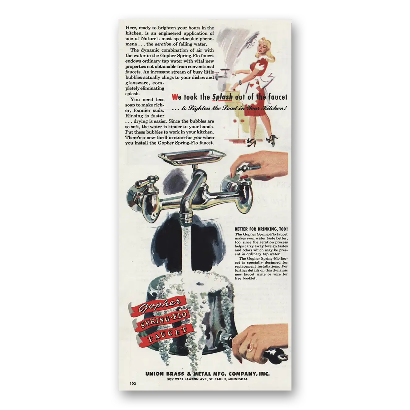 1947 Union Brass & Metal Print Ad | Took Splash Out