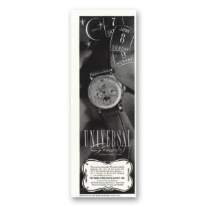 1947 Universal Geneve Watch Print Ad | Calendar Watches