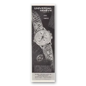 1947 Universal Geneve Watch Print Ad | Aero Compax