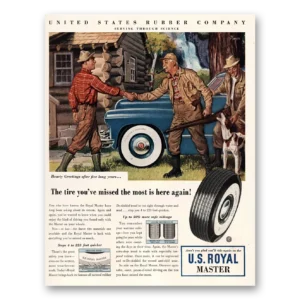 1947 US Royal Tires Print Ad | Hearty Greetings