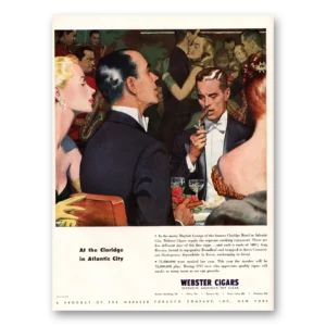 1947 Webster Cigars Print Ad | Claridge Atlantic City