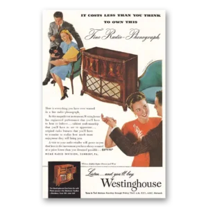 1947 Westinghouse Radio Phonograph Print Ad | Fine Radio