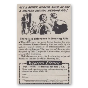 1947 Western Electric Hearing Aid Print Ad | Better Worker