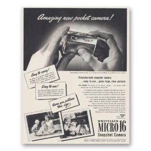 1947 Whittaker Micro 16 Camera Print Ad | Snapshot Camera