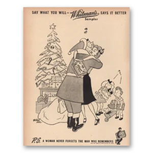 1947 Whitmans Chocolates Print Ad | Woman Never Forgets