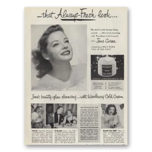 1947 Woodbury Cold Cream Print Ad | Jane Greer
