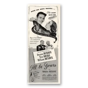 1947 Ill Be Yours Movie Promo Print Ad | Deanna Durbin