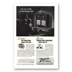 1947 Zenith Radio Print Ad | Twin Triumphs