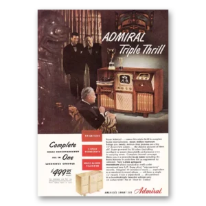 1948 Admiral Radio Print Ad | Triple Thrill