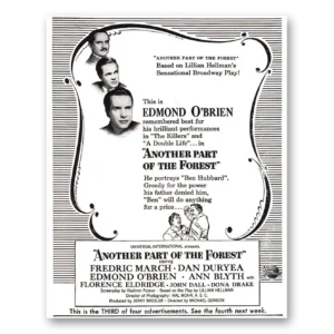 1948 Another Part of the Forest Movie Promo Print Ad | Edmond Obrien