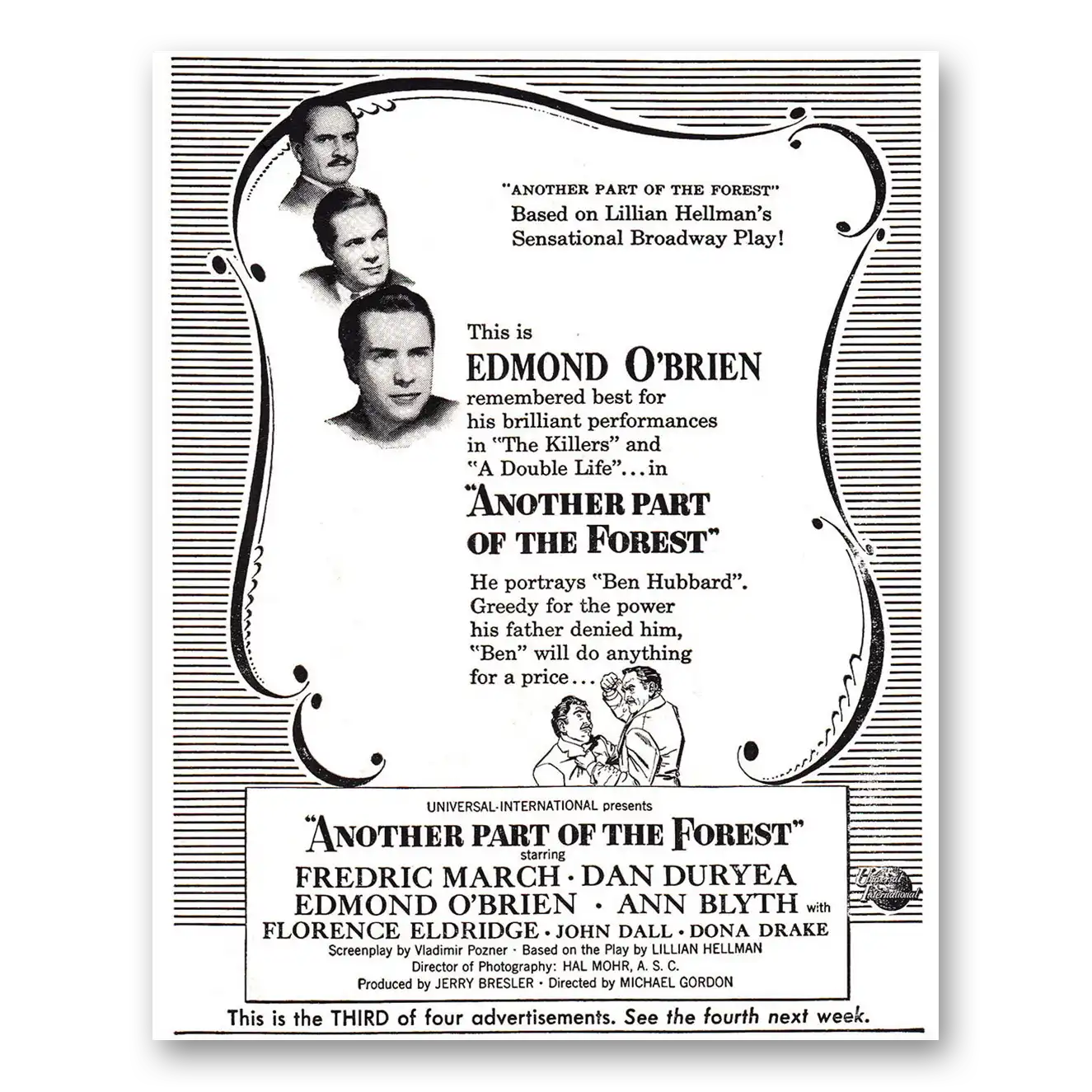 1948 Another Part of the Forest Movie Promo Print Ad | Edmond Obrien