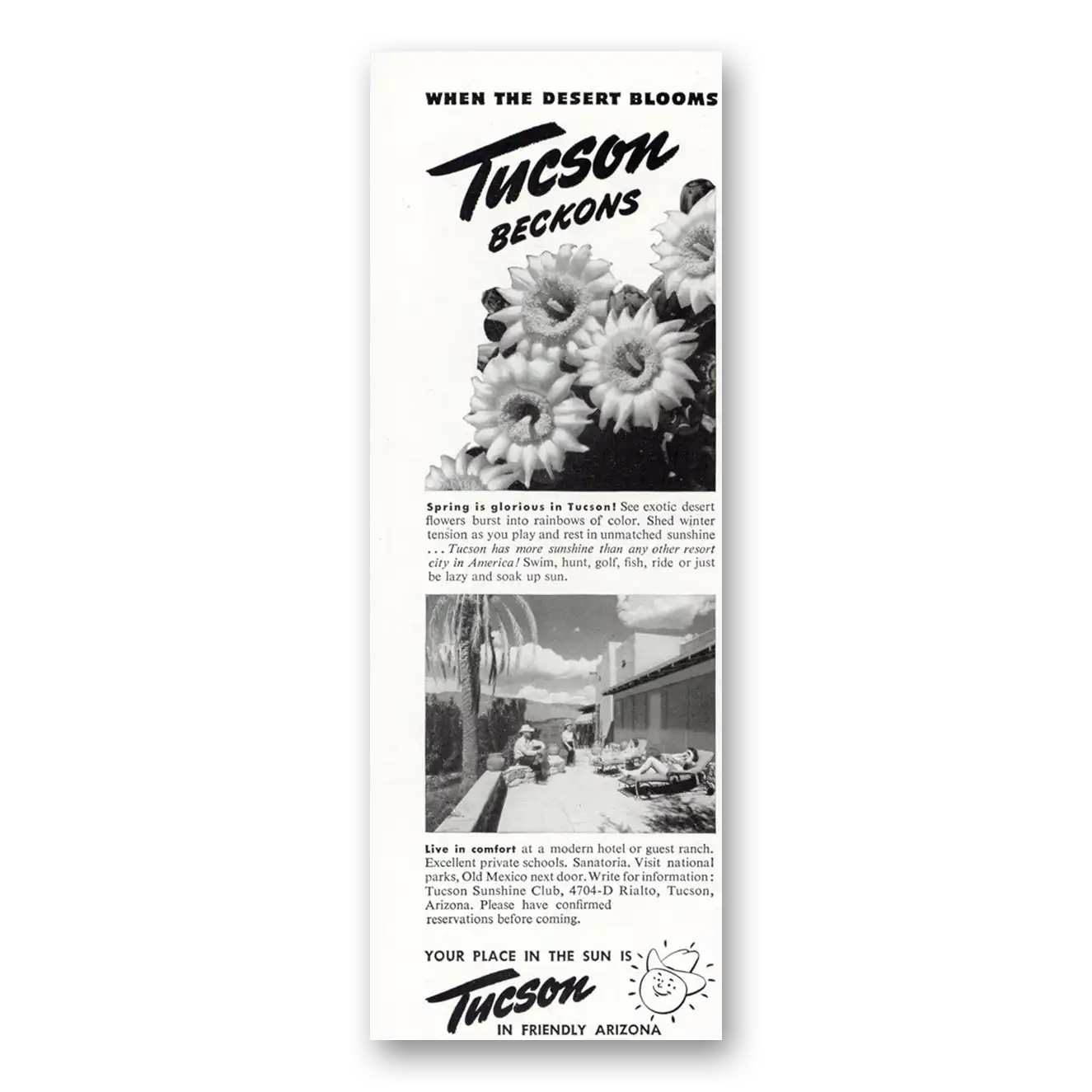 1948 Tucson Arizona Print Ad | Desert Blooms