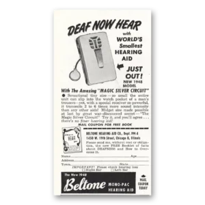 1948 Beltone Hearing Aid Print Ad | Magic Silver Circuit