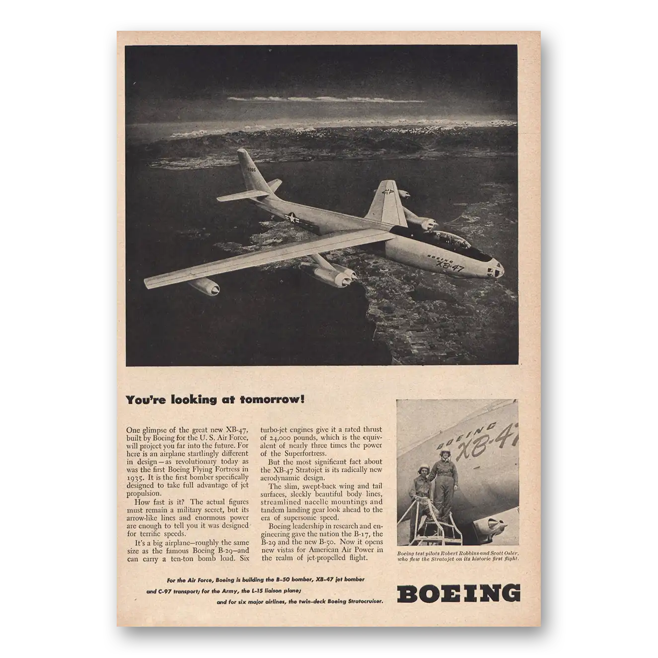 1948 Boeing Print Ad | Looking At Tomorrow