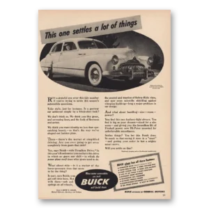 1948 Buick Print Ad | One Settles Lot Of Things