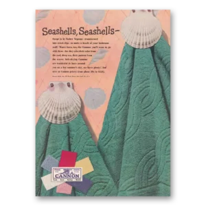 1948 Cannon Towels Print Ad | Seashells Swept