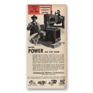 1948 Continental Motors Print Ad | Power On The Farm