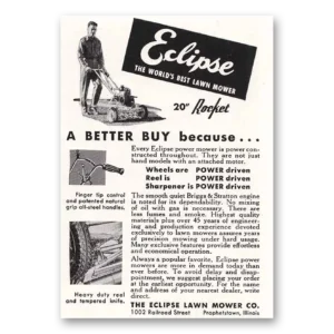 1948 Eclipse Mowers Print Ad | Rocket