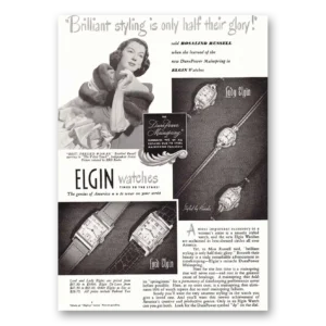 1948 Elgin Watch Print Ad | Rosalind Russell