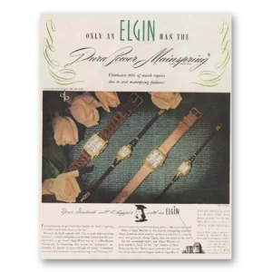 1948 Elgin Watch Print Ad | Dura Power