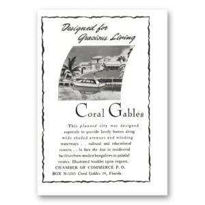1948 Coral Gables Florida Print Ad | Gracious Living
