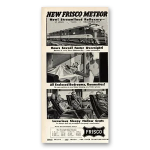 1948 Frisco Meteor Railway Print Ad | Streamlined