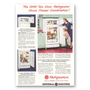1948 General Electric Refrigerator Print Ad | Ge Two Door