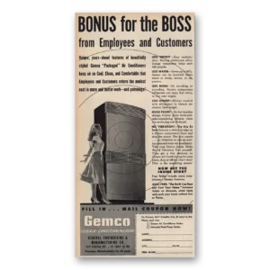 1948 Gemco Air Condioning Print Ad | Bonus For Boss