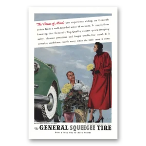 1948 General Squeege Tires Print Ad | Peace Mind