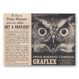 1948 Graflex Cameras Print Ad | Prize Winner Owl