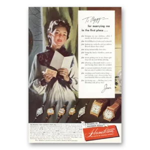 1948 Hamilton Watch Print Ad | To Peggy