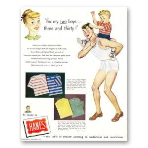 1948 Hanes Undergarments Print Ad | Two Boys