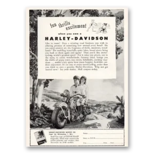 1948 Harley Davidson Print Ad | Fun Thrills