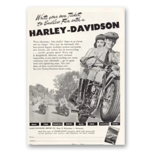 1948 Harley Davidson Print Ad | Own Ticket