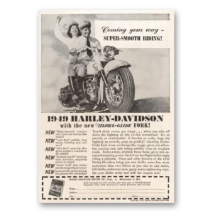 1948 Harley Davidson Print Ad | Smooth Riding