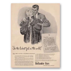 1948 Hollander Furs Print Ad | Luckiest Girl World