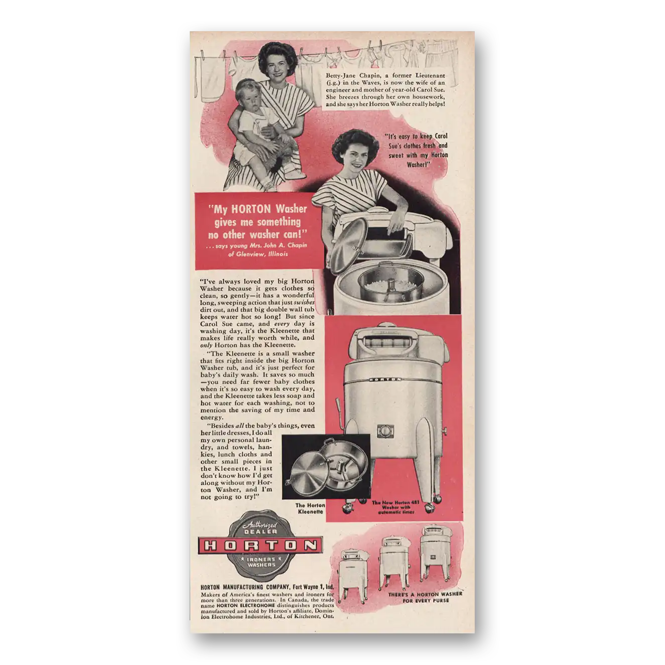 1948 Horton Washer Print Ad | No Other Washer