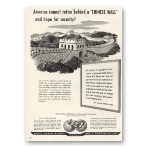 1948 ITT International Telephone Print Ad | Retire Behind Chinese Wall