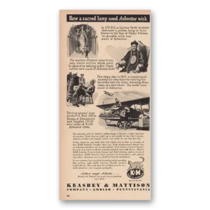 1948 Keasbey & Mattison Print Ad | Sacred Lamp Used Asbestos Wick