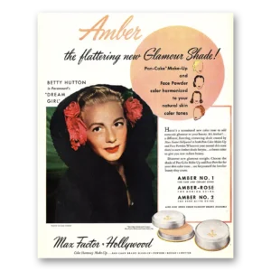 1948 Max Factor Pan Cake Make Up Print Ad | Amber Glamour