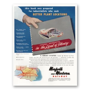 1948 Norfolk and Western Railway Print Ad | Plant Locations