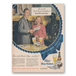 1948 Pabst Blue Ribbon Beer Print Ad | Charles Boyer