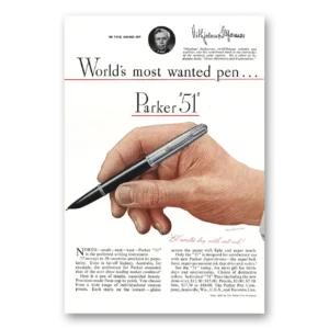 1948 Parker 51 Pen Print Ad | Vilhjalmur Stefansson