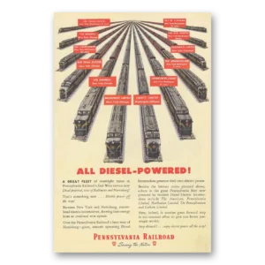 1948 Pennsylvania Railroad Print Ad | Diesel Powered