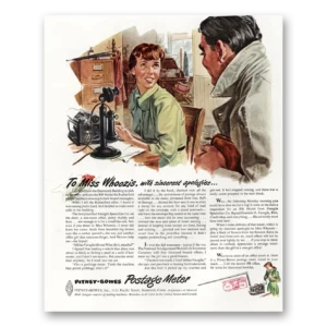 1948 Pitney Bowes Postage Meter Print Ad | Miss Whoozis