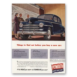 1948 Plymouth Print Ad | Before You Buy