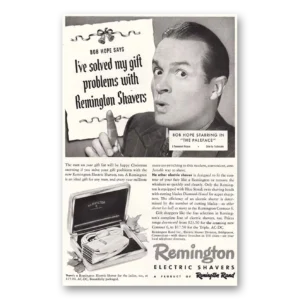 1948 Remington Rand Electric Shaver Print Ad | Bob Hope