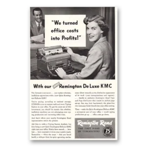 1948 Remington Typewriter Print Ad | De Luxe Kmc