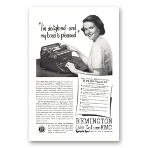 1948 Remington Typewriter Print Ad | Boss Pleased
